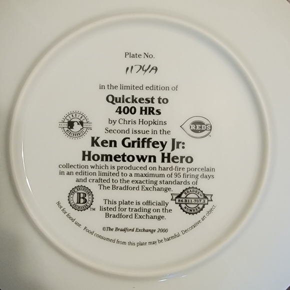Ken Griffey Jr Limited Edition Numbered Collectors Plate and COA - Picture 2 of 4